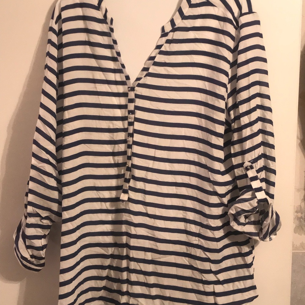 Long sleeve rayon striped blouse